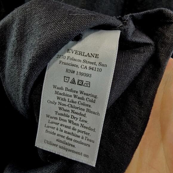 Everlane Shirt Mens Medium Black Linen Polo Short Sleeve Button Collared - Picture 9 of 11